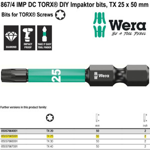 Mata Obeng Impaktor TORX® TX 25 x 50 mm Wera 05057665001 TORX® bits