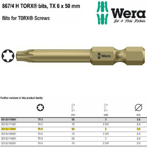 Mata Obeng Bintang TX 6 x 50 mm Wera 05135172001 Bit for Torx Screws