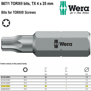 Mata Obeng Bintang TX 4 x 25 mm Wera 05135143001 Z Bits TORX Screws