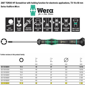 Obeng Bintang TX 10 x 60 mm Wera 05118186001 Mirco S/Driver for TORX®