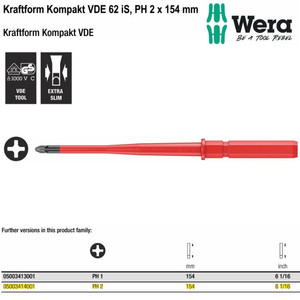 Mata Obeng 62 iS PH 2 x 154 mm Wera 05003414001 Kraftform Kompakt VDE