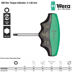 Kunci T Hex Torque-Indicator 4x60mm Wera 05005080001 Tip 4.0 Nm - 18Nm