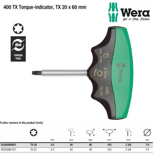 Kunci T Torx Torque-Indicator TX20x60mm Wera 05005090001 4.0Nm - 18Nm