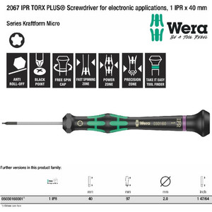 Obeng Bintang 1 IPR 1x40mm Wera 05030160001 Torx-Plus Screw electronic