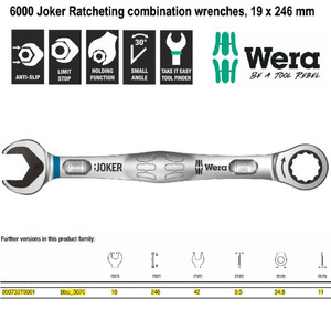 Kunci Ring Pas Ratchet SW 19 x 246 mm Wera 05073279001 Joker