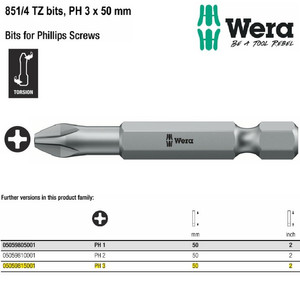 Mata Obeng Plus PH 3 x 50 mm Wera 05059815001 Philips Bits