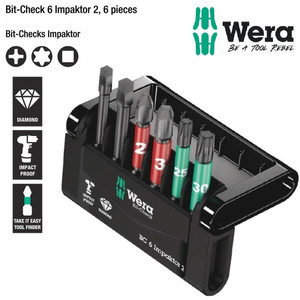 Mata Obeng Set Wera 05057694001 Bit-Check 6 Impaktor 2, 6 Pcs