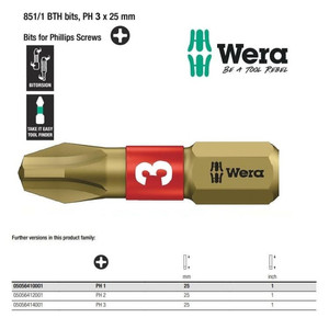 Mata Obeng Plus PH 3 x 25 mm Wera 05056414001 Bits Phillips Screws