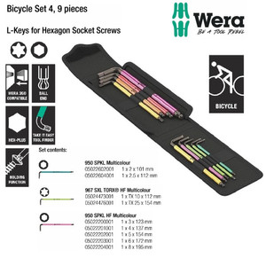 Kunci L Sepeda Hex & Torx Set Wera 05004173001 Bicycle Set 4 , 9 Pc