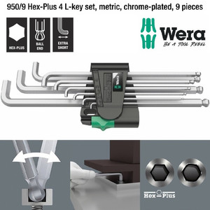 Kunci L Hex-Plus Metric Set Wera 05073594001 Ball Point L-Key, 9 Pc