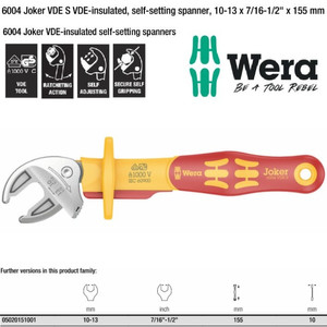 Kunci Inggris VDE S Wera 05020151001 Joker VDE S Self-Setting Spanner