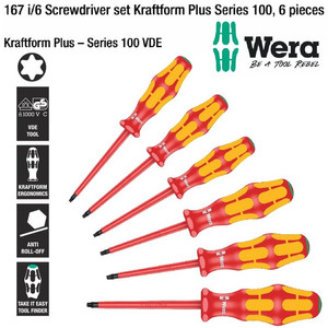 Obeng Bintang VDE Set Wera 05133356001 167 i/6 Screwdriver Set , 6 Pc