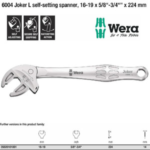 Kunci Inggris L Wera 05020101001 6004 Joker L Self-Setting Spanner