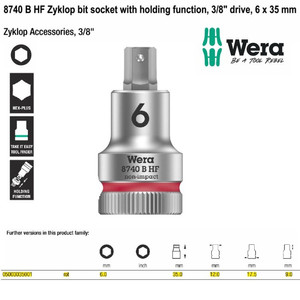 Bit Socket 3/8” Hex-Plus 6 x 35 mm Wera 05003035001 Zyklop In-Hex