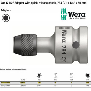 Sambungan Kunci Sok Wera 05042760001 Adaptor 1/2" x 1/4" x 50 mm