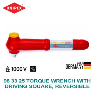 Gagang Sok VDE 3/8" 98 33 25 KNIPEX Torque Wrench Dr. Sq. Reversible