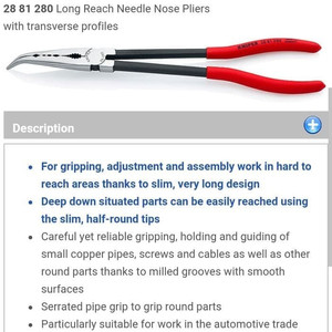 Tang Lancip 11 Inchi 28 81 280 Knipex Long Reach Needle Nose Pliers