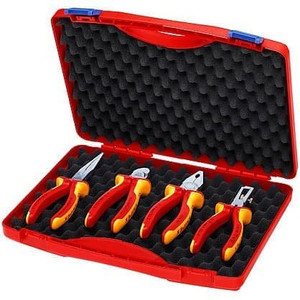 Tang Listrik 00 20 15 KNIPEX VDE Insulated Pliers Set Compact-Box 4 Pc