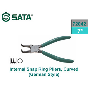 TANG 72042 GERMAN STYLE INTERNAL SNAP RING PLIERS CURVED 7" SATA