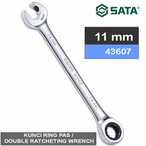 KUNCI RING PAS 43607 COMBINATION DOUBLE RATCHETING WRENCH 11MM SATA