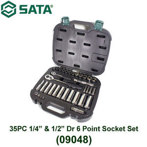 SOCKET SET 09048 35PC 1/4" AND 1/2" DR. 6 POINT SOCKET SET SATA