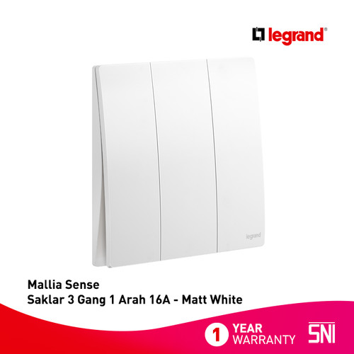 Legrand Mallia Sense - Saklar 3 Gang 1 Arah - 16A