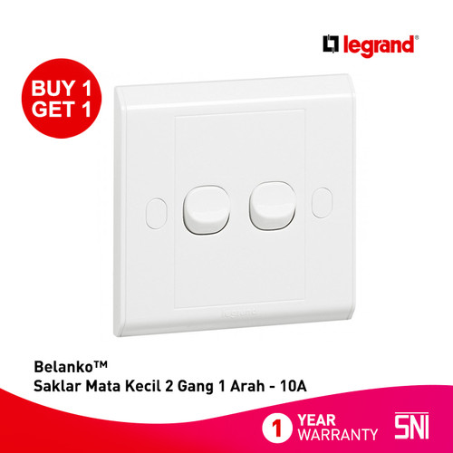 (2PCS) Legrand Belanko - Saklar Mata Kecil 2 Gang 1 Arah - 10A - Putih