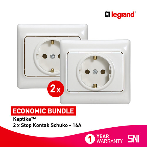 (2PCS) Legrand Kaptika - Stop Kontak Schuko - 16A - Putih