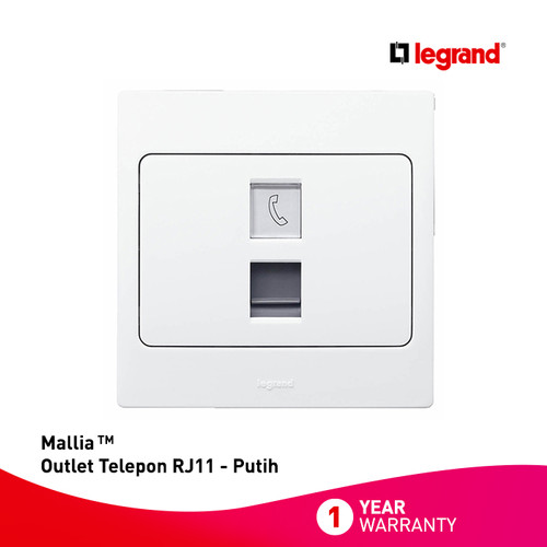 Legrand Mallia - Outlet Telepon RJ11 - Putih dengan Frame