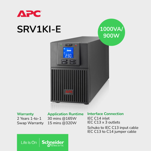 UPS APC SRV1KI-E Easy UPS On-Line 1000VA/900W 230V Tower