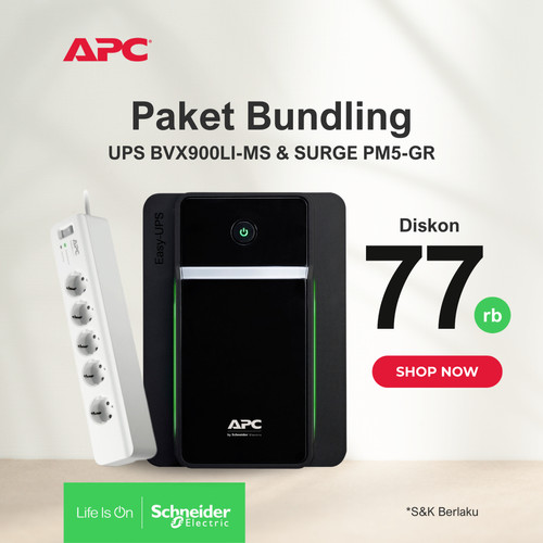 Bundling UPS APC BVX900LI-MS + Surge Protector PM5-GR