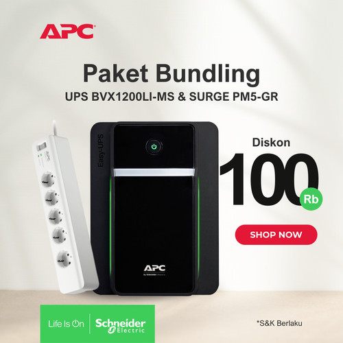 Bundling UPS APC BVX1200LI-MS + Surge Protector PM5-GR