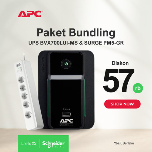 Bundling UPS APC BVX700LUI-MS + Surge Protector PM5-GR