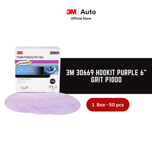 3M 30669 Hookit Purple 6" Finishing Film Disc Grit P1000 - 1 Box