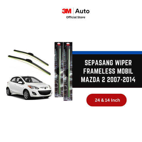 3M Wiper Frameless Mobil Mazda 2 ( 2007-2014 ) - 24 dan 14 inch