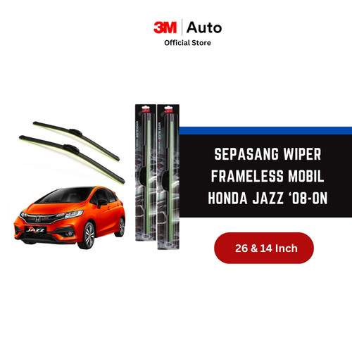 3M Wiper Frameless Mobil Jazz 2008-on - 26 dan 14 inch