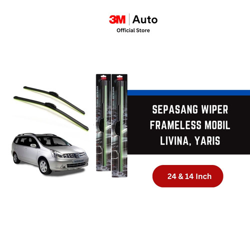 3M Wiper Frameless Mobil Livina, Yaris - 24 dan 14 inch