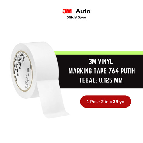 3M Vinyl Marking Tape 764 Putih, 2 in x 36 yd, tebal: 0.125 mm