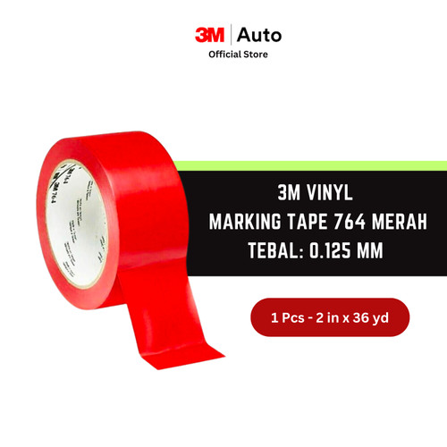 3M Vinyl Marking Tape 764 Merah, 2 in x 36 yd, tebal: 0.125 mm