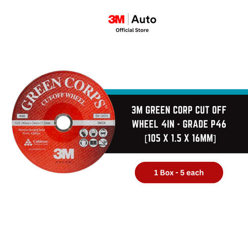 3M Green Corp Cut Off Wheel 4in - Grade P46 - 1 Box [5 each]