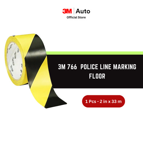 3M 766 Lakban Police Line Tape Marking Floor Hitam Kuning - 2" x 36Y