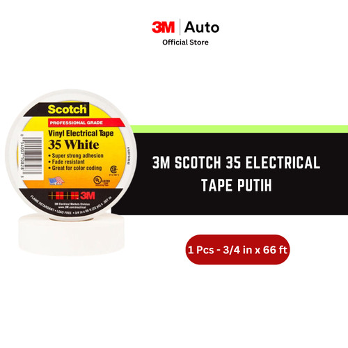 Isolasi Listrik 3M Scotch 35 Vinyl Electrical - Putih - (19mm x 20m)