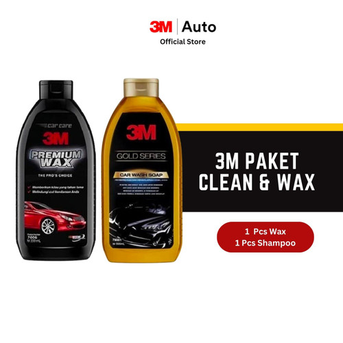 3M Paket Clean And Wax Pack - Car Wash Gold & Premium Wax- Harga Murah