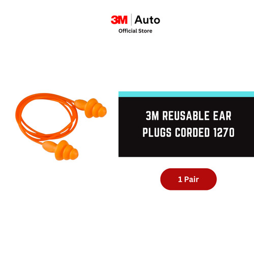 3M Reusable Ear Plugs Corded 1270 (per pair) - Pelindung Telinga