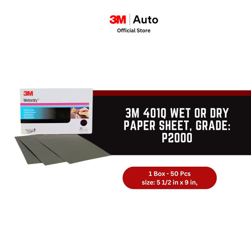 3M 401Q Wet or Dry Paper Sheet, grade: P2000, size: 5 1/2 in x 9 in,