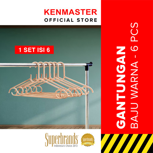 Gantungan Baju H10 Warna - Hanger isi 6 Pcs / Set Kenmaster - GANT078