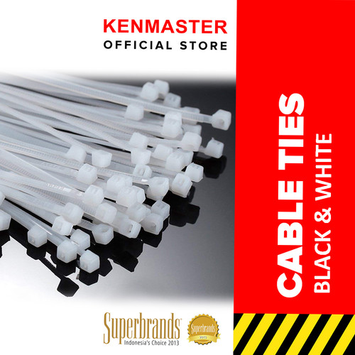 Kenmaster Cable Ties 3.6X20cmX50Pcs Black + White ( 2 Pack )