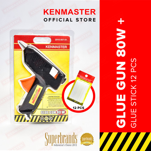 Kenmaster Glue Gun 80 Wat dan Isi Lem Stick Besar 12 Pcs