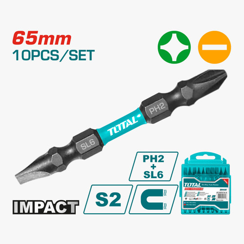 TOTAL IMPACT SCREWDRIVER BITS PH2 MAGNETIK 65MM TACIM16HL133