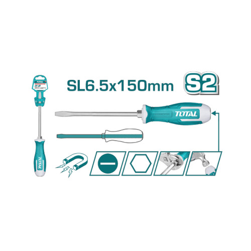 TOTAL OBENG KETOK MINUS / SLOTTED GO-THROUGHSCREWDRIVER THTGTS61506